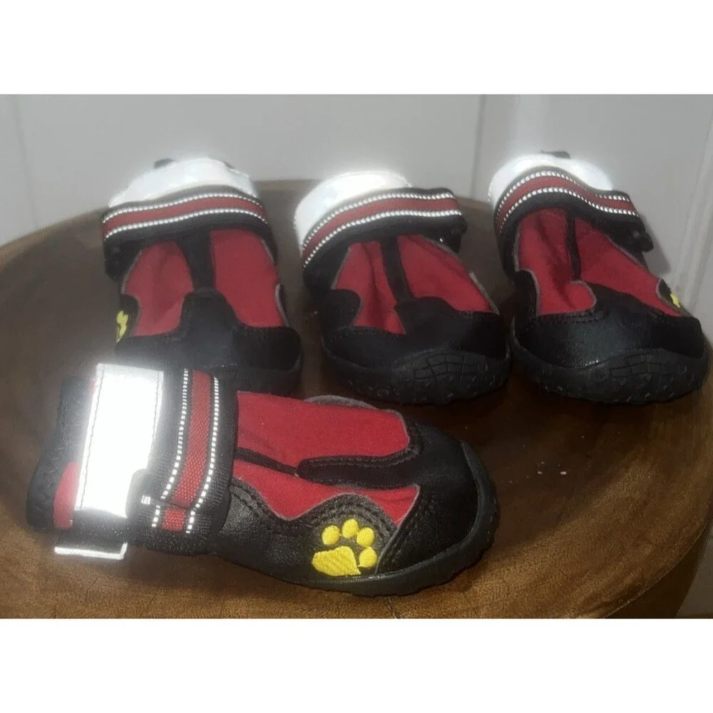 Red Black Dog Anti Slip Shoes/Boots For Snow/Rain/Hot Pavement Size 6